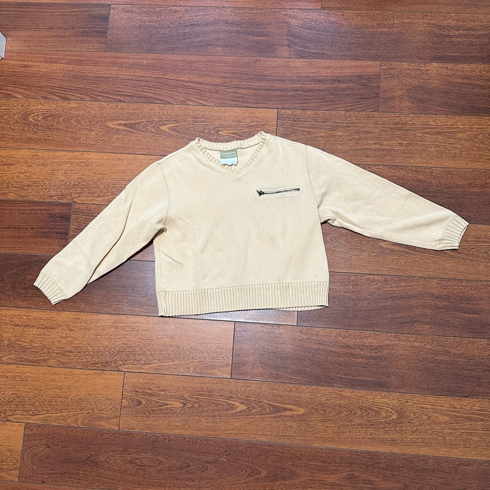 LIZ CLAIBONE Tan V Neck Cropped Top Size M
